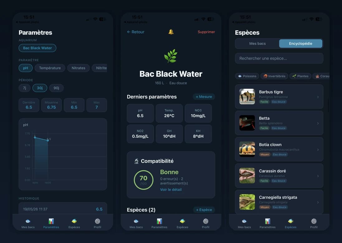 AquaTrack — App mobile aquariophilie